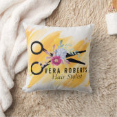 プロフェッショナル金ゴールドシザーおよび美しいサロンフローラ クッション (ブランケット)