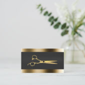 プロフェッショナル金ゴールドシザー美容師 名刺 (スタンド正面)
