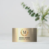 プロフェッショナル金ゴールドステンレス鋼金属 名刺 (スタンド正面)