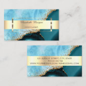 プロフェッショナル金ゴールドストライプターコイズマーブル 名刺 (正面/裏面)