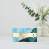 プロフェッショナル金ゴールドストライプターコイズマーブル 名刺 (スタンド正面)