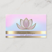 プロフェッショナル金ゴールドストライプホログラフィック金ゴールドロータス 名刺 (正面)