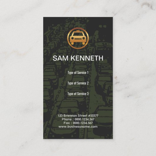 プロフェッショナル金ゴールドストライプリムジンタクシーサービス 名刺 (裏面)