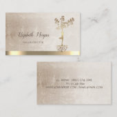 プロフェッショナル金ゴールドツリー女性シルエットヨガ 名刺 (正面/裏面)