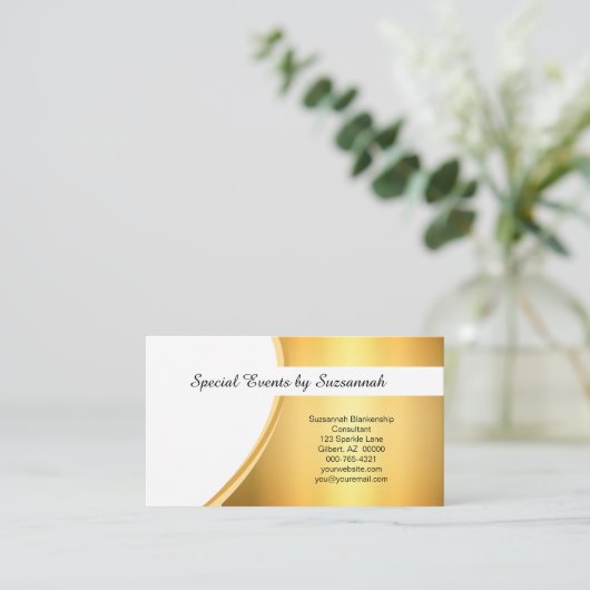 プロフェッショナル金ゴールドフレアカスタム写真 名刺 (スタンド正面)