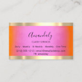 プロフェッショナル金ゴールドフレームエレガントピンクオレンジ 名刺 (裏面)