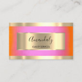 プロフェッショナル金ゴールドフレームエレガントピンクオレンジ 名刺 (正面)