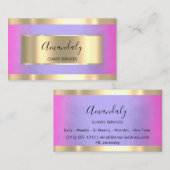 プロフェッショナル金ゴールドフレームエレガントピンクパープル 名刺 (正面/裏面)