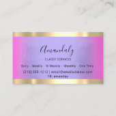 プロフェッショナル金ゴールドフレームエレガントピンクパープル 名刺 (裏面)