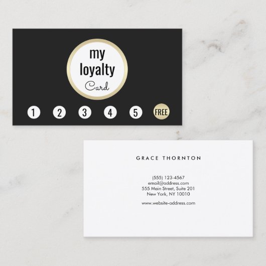 プロフェッショナル金ゴールドブラックお客様ロイヤリティ6パンチ ロイヤリティカード (正面/裏面)