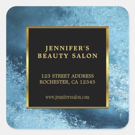 プロフェッショナル金ゴールドブラックブルーアイス差出人住所 スクエアシール (正面)