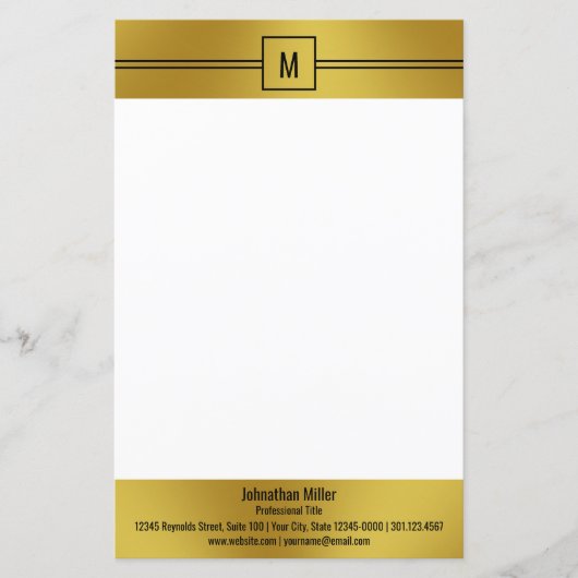 プロフェッショナル金ゴールドホワイトブラックモノグラムビジネス (正面)