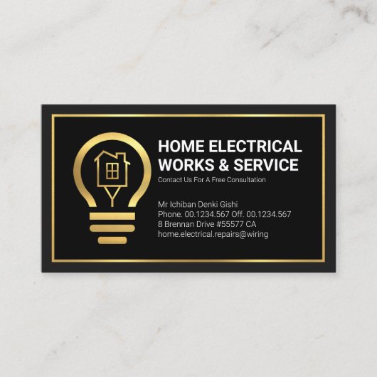 プロフェッショナル金ゴールドホーム電球 名刺 (正面)