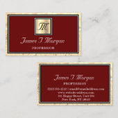 プロフェッショナル金ゴールドマルーングリッターフレームモノグラム 名刺 (正面/裏面)