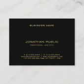 プロフェッショナル金ゴールドモノグラムブラックエレガントプレーン 名刺 (裏面)