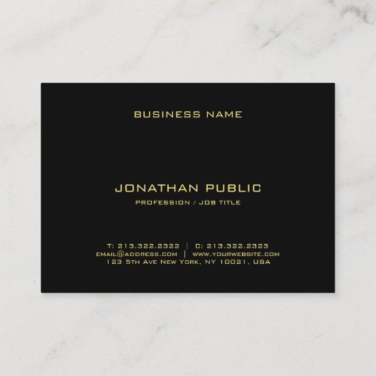 プロフェッショナル金ゴールドモノグラムブラックエレガントプレーン 名刺 (裏面)