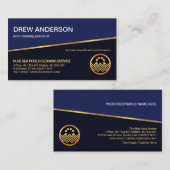 プロフェッショナル金ゴールドラインの青いシェードレイヤが泳ぐ 名刺 (正面/裏面)