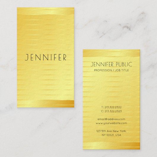 プロフェッショナル金ゴールドルックモダンエレガントテンプレート 名刺 (正面/裏面)