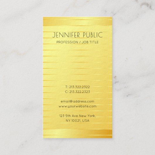 プロフェッショナル金ゴールドルックモダンエレガントテンプレート 名刺 (裏面)