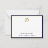 プロフェッショナル金ゴールドロゴネイビーブルー縁ど ノートカード (正面)