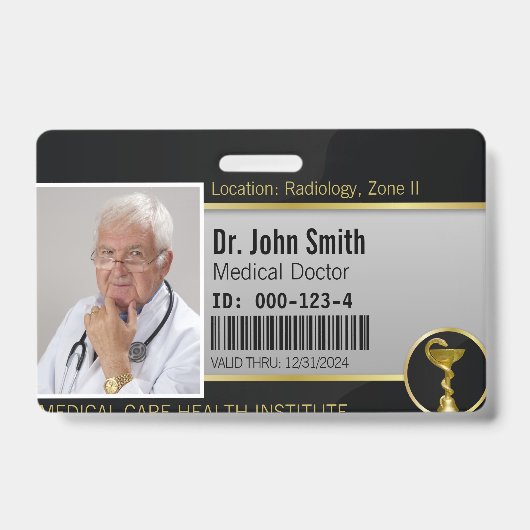 プロフェッショナル金ゴールド医療衛生ボウルの写真ID バッジ (Front)