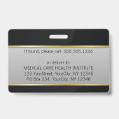 プロフェッショナル金ゴールド医療衛生ボウルの写真ID バッジ (Back)