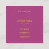 プロフェッショナル金ゴールド文字フレームエレガントテンプレートルクセ スクエア名刺 (裏面)