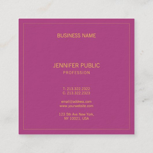 プロフェッショナル金ゴールド文字フレームエレガントテンプレートルクセ スクエア名刺 (裏面)