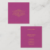 プロフェッショナル金ゴールド文字フレームエレガントテンプレートルクセ スクエア名刺 (正面/裏面)