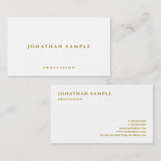 プロフェッショナル金ゴールド文字プレミアムウルトラシックラグジュース 名刺 (正面/裏面)