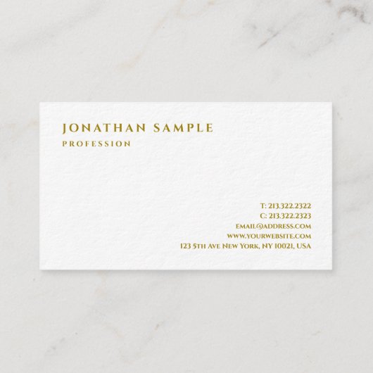 プロフェッショナル金ゴールド文字プレミアムウルトラシックラグジュース 名刺 (裏面)