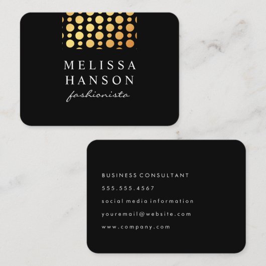 プロフェッショナル金ゴールド水玉模様 名刺 (正面/裏面)