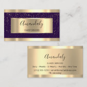 プロフェッショナル金ゴールド美容師イベントプランナーバイオレット 名刺 (正面/裏面)