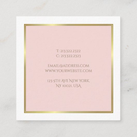 プロフェッショナル金ゴールド赤面ピンクホワイトラックスプレーン スクエア名刺 (裏面)