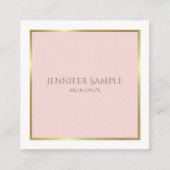 プロフェッショナル金ゴールド赤面ピンクホワイトラックスプレーン スクエア名刺 (正面)