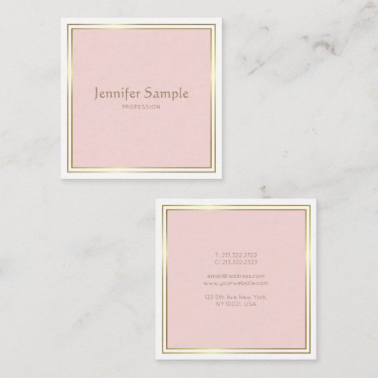 プロフェッショナル金ゴールド赤面ピンクホワイトラモダンックス スクエア名刺 (正面/裏面)