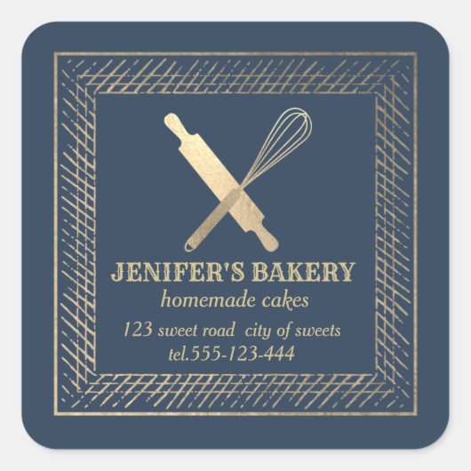 プロフェッショナル金ゴールド転がのピンウィスクシェフベーカリー スクエアシール (正面)