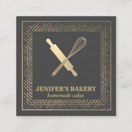 プロフェッショナル金ゴールド転がのピンウィスクシェフベーカリー スクエア名刺