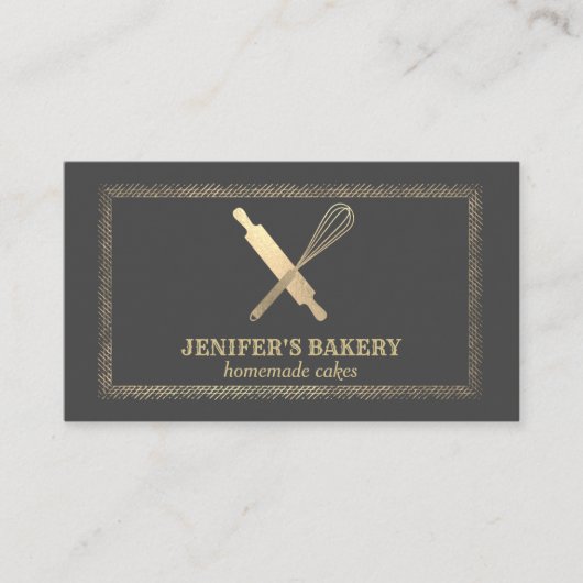 プロフェッショナル金ゴールド転がのピンウィスクシェフベーカリー 名刺 (正面)