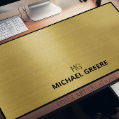 プロフェッショナル金ゴールド金属モノグラム デスクマット