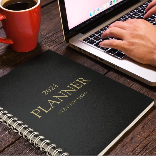 プロフェッショナル金ゴールド&ブラックステイフォーカス引用文2024 プランナー手帳