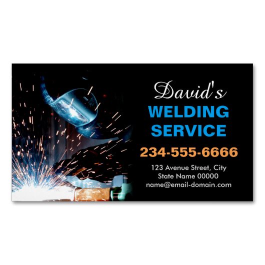 プロフェッショナル金属溶接施工業者 マグネット名刺 (正面)