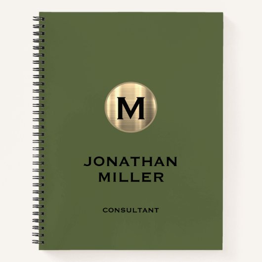 プロフェッショナル金属金ゴールドモノグラム ノートブック (正面)