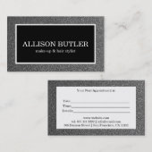 プロフェッショナル銀グリッター美しいアポイントメント 予約カード (正面/裏面)