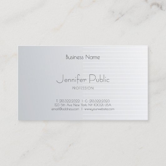 プロフェッショナル銀テンプレートエレガントモダントレンディー 名刺 (裏面)
