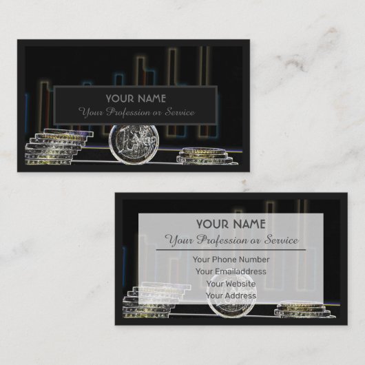 プロフェッショナル銀行家または金融の専門家のためのbusin 名刺 (正面/裏面)