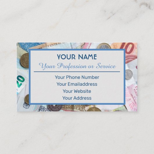 プロフェッショナル銀行家または金融専門家の場合 名刺 (裏面)