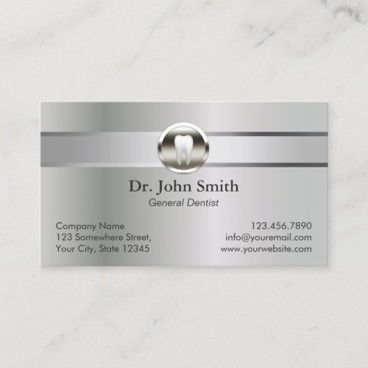 プロフェッショナル銀金属製歯科用アポイントメント 予約カード (正面)