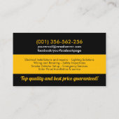 プロフェッショナル電気工事請負業者 – 電気工事士 名刺 (裏面)