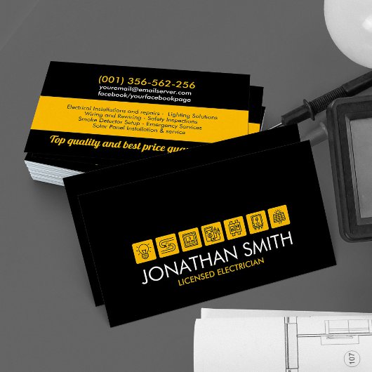 プロフェッショナル電気工事請負業者 – 電気工事士 名刺